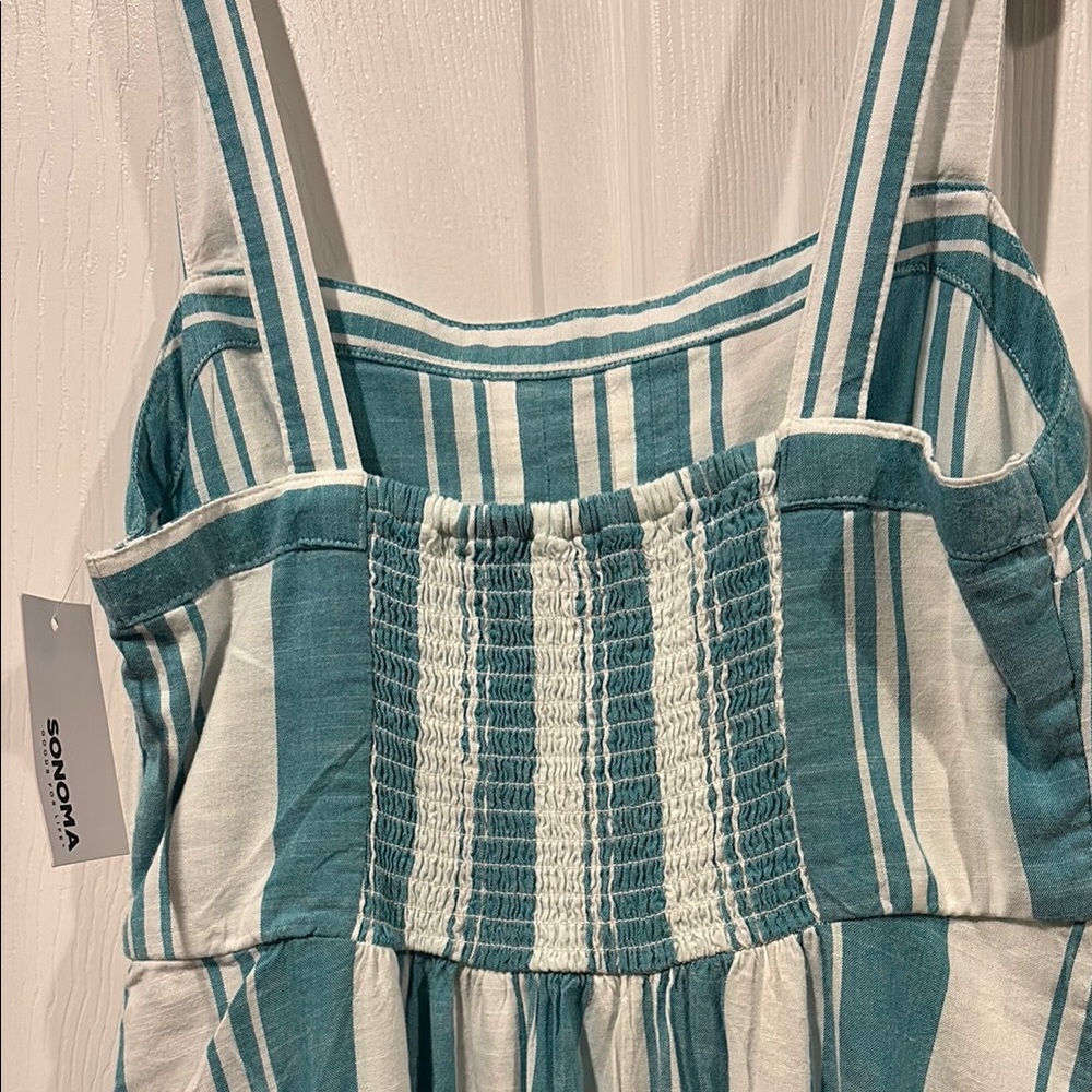 Sonoma Teal and White Striped Midi Sundress - Picture 3 of 8